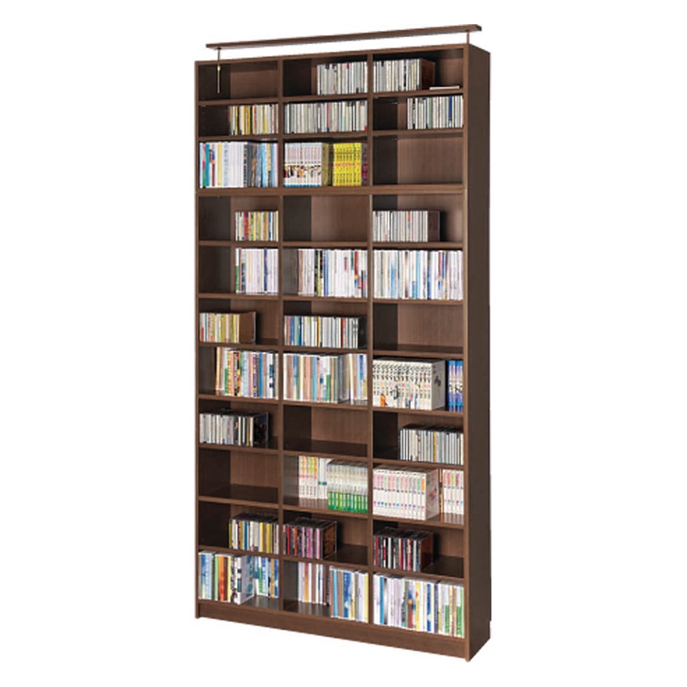 天井突っ張り式壁面ラック オープンタイプ上置き付き 幅120.5奥行20本体高さ235cm 突っ張り収納 ラック 本棚 シェルフ 628003