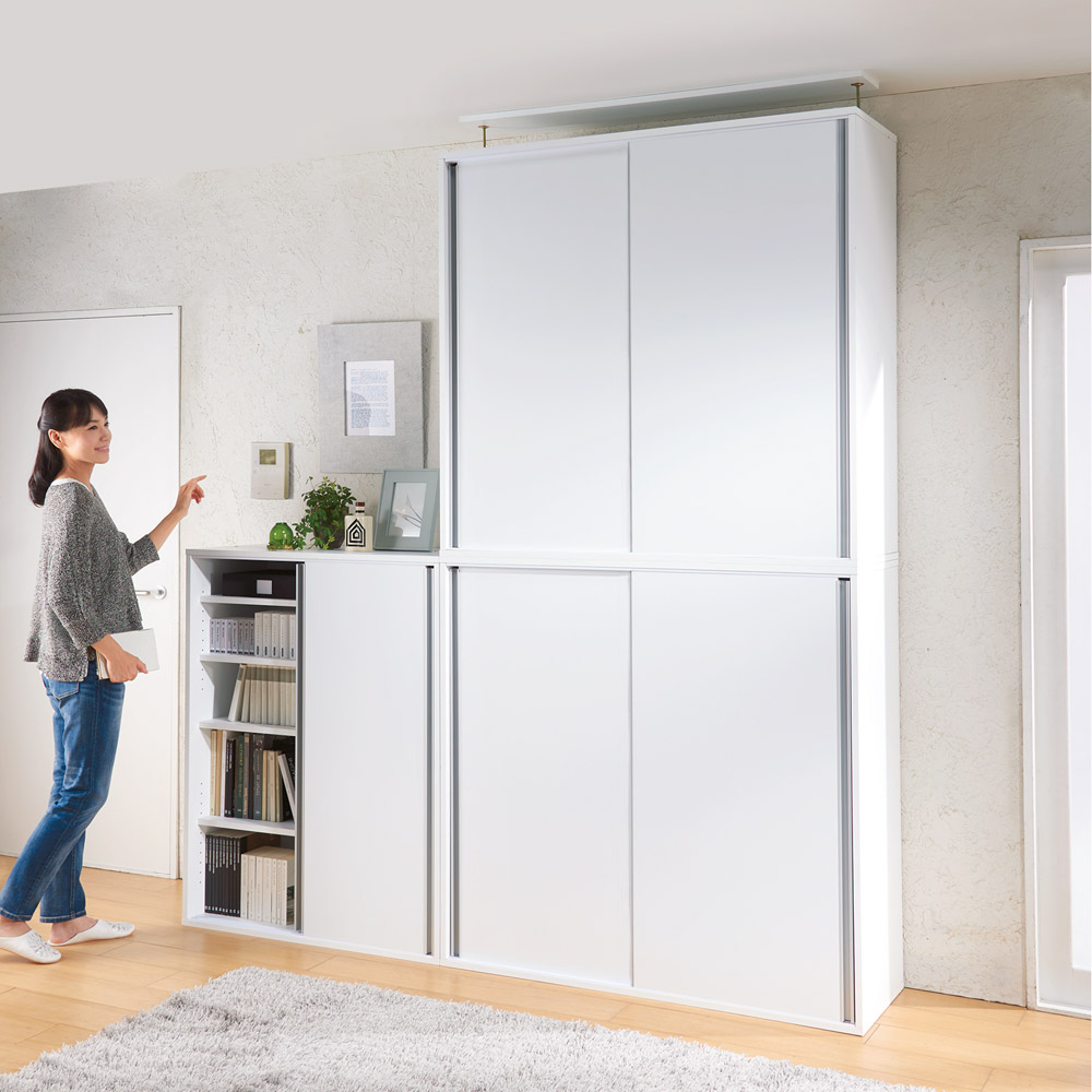 大量収納が自慢の引き戸式本棚 幅90本体高さ114cm 奥行40cm CD DVDラック 本棚 ラック シェルフ 628033