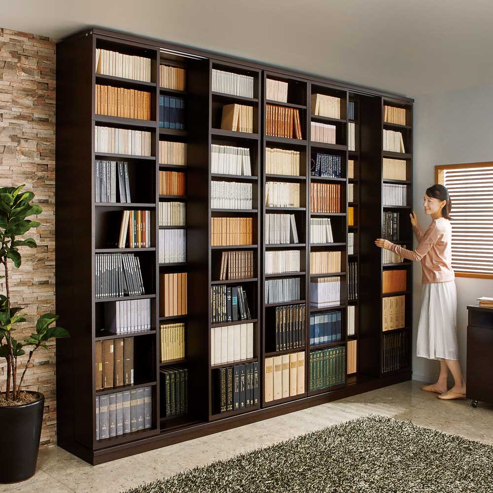 本格仕様 快適スライド書棚 オープン・上置き付き 4列 コミックラック 本棚 ラック シェルフ 628206