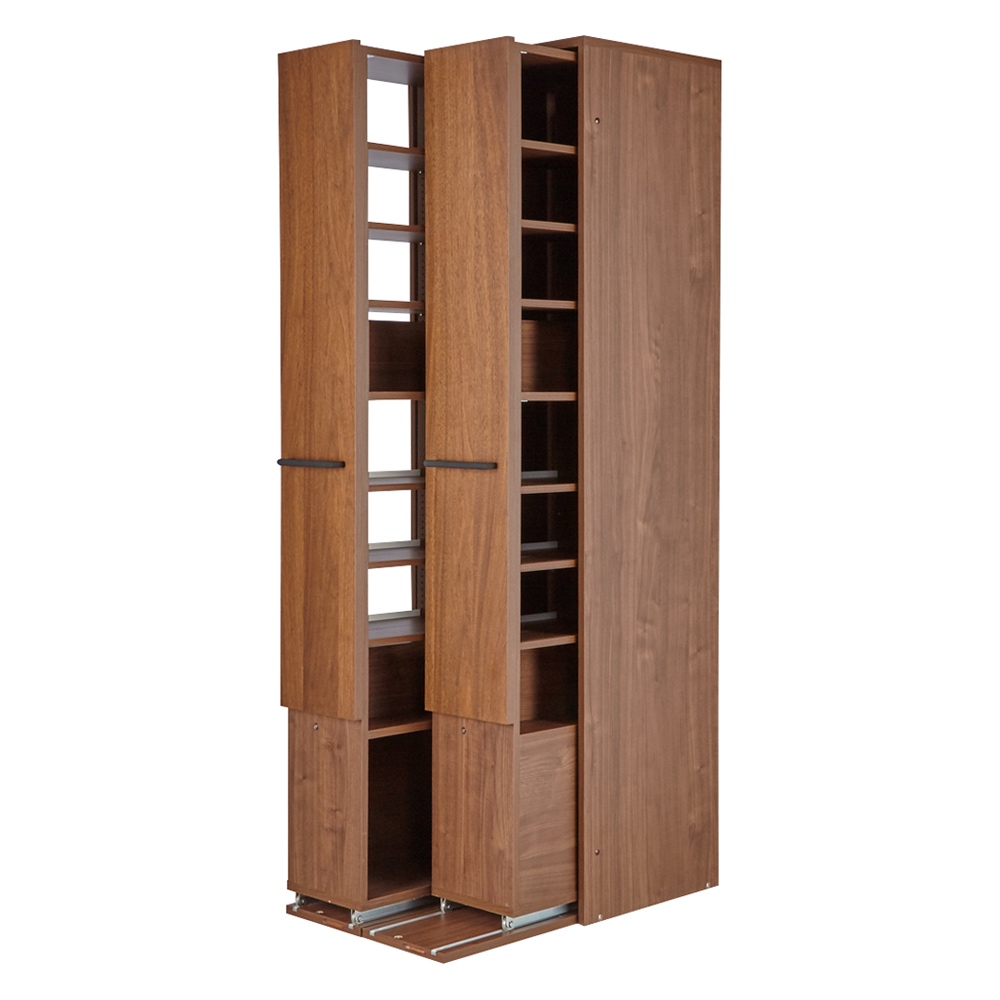 本格派 スライド収納書棚 書棚 2列・幅55cm 本棚 ブックシェルフ 書棚 ラック シェルフ 628212