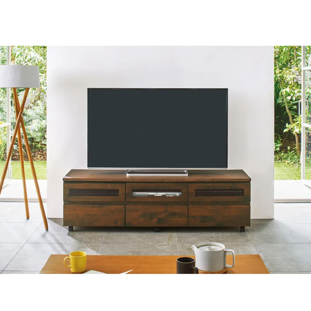 アルダー天然木テレビ台 幅159高さ46cm キャスター付き ミドルタイプテレビ台 テレビ台 テレビボード 628425