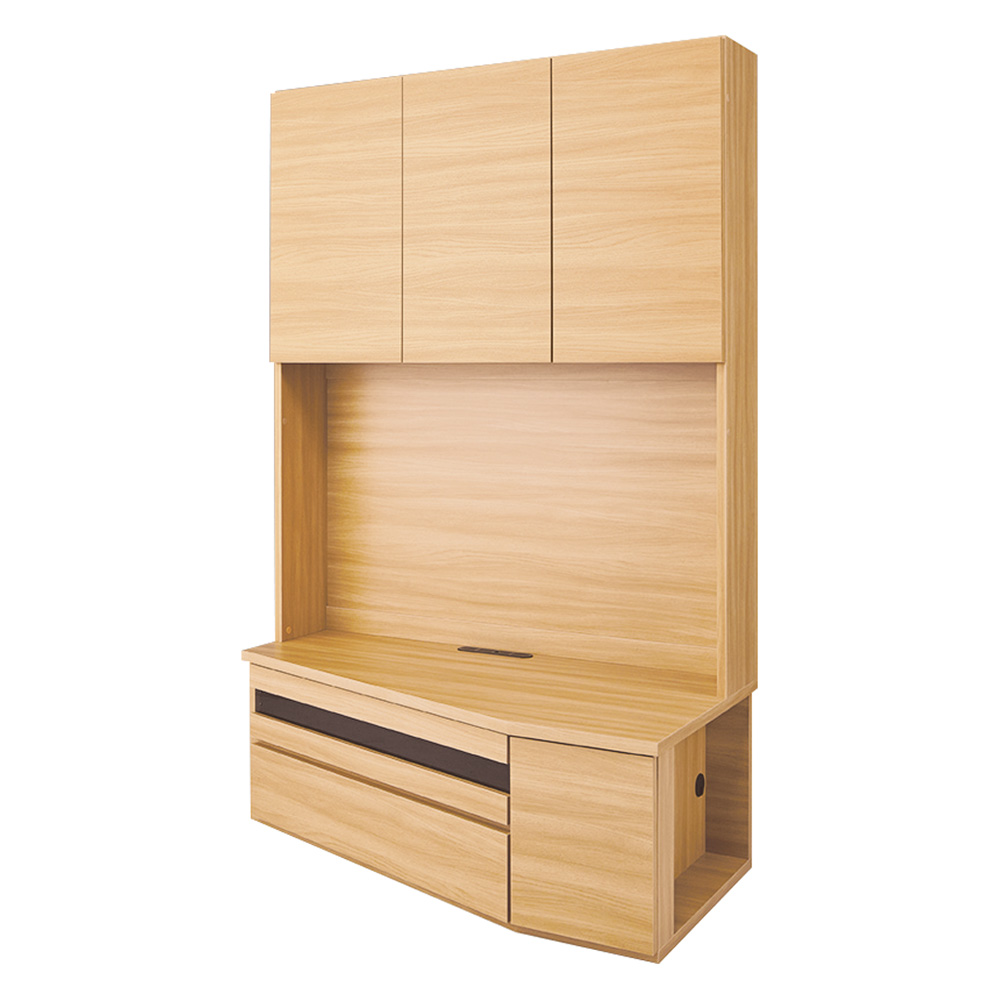 コーナー壁面収納テレビ台 幅117高さ180cm 右壁設置用 【ハイバック収納】 壁面収納テレビ台 テレビ台 テレビボード 628513