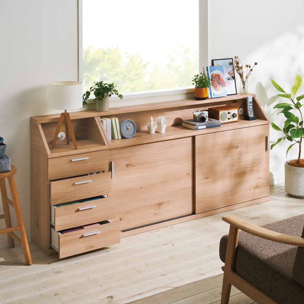 ≪高さ85cm≫ 狭いカウンター天板下にもすっきり納まる収納庫 幅150cm 電話 FAX台 多段 リビング収納 629106