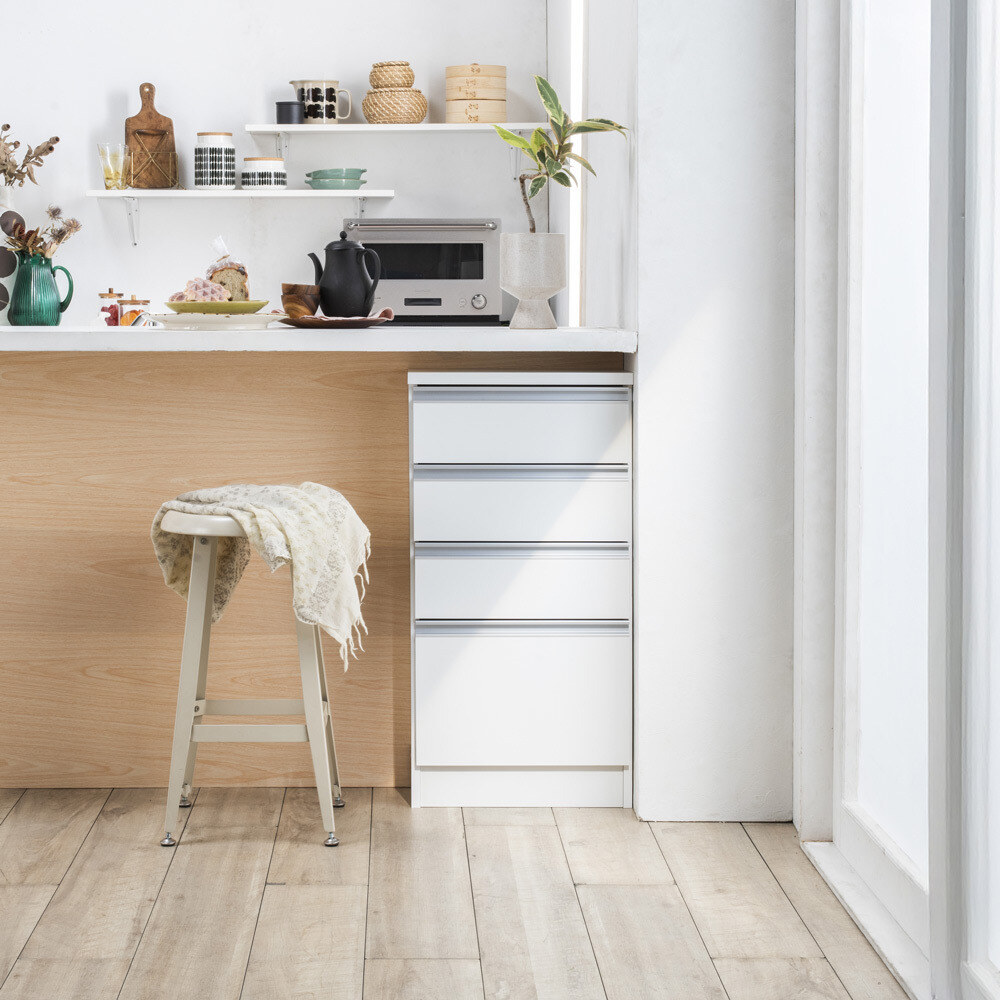 ストレートカウンター下収納庫 引き出し 幅45 奥行20cm 薄型タイプの