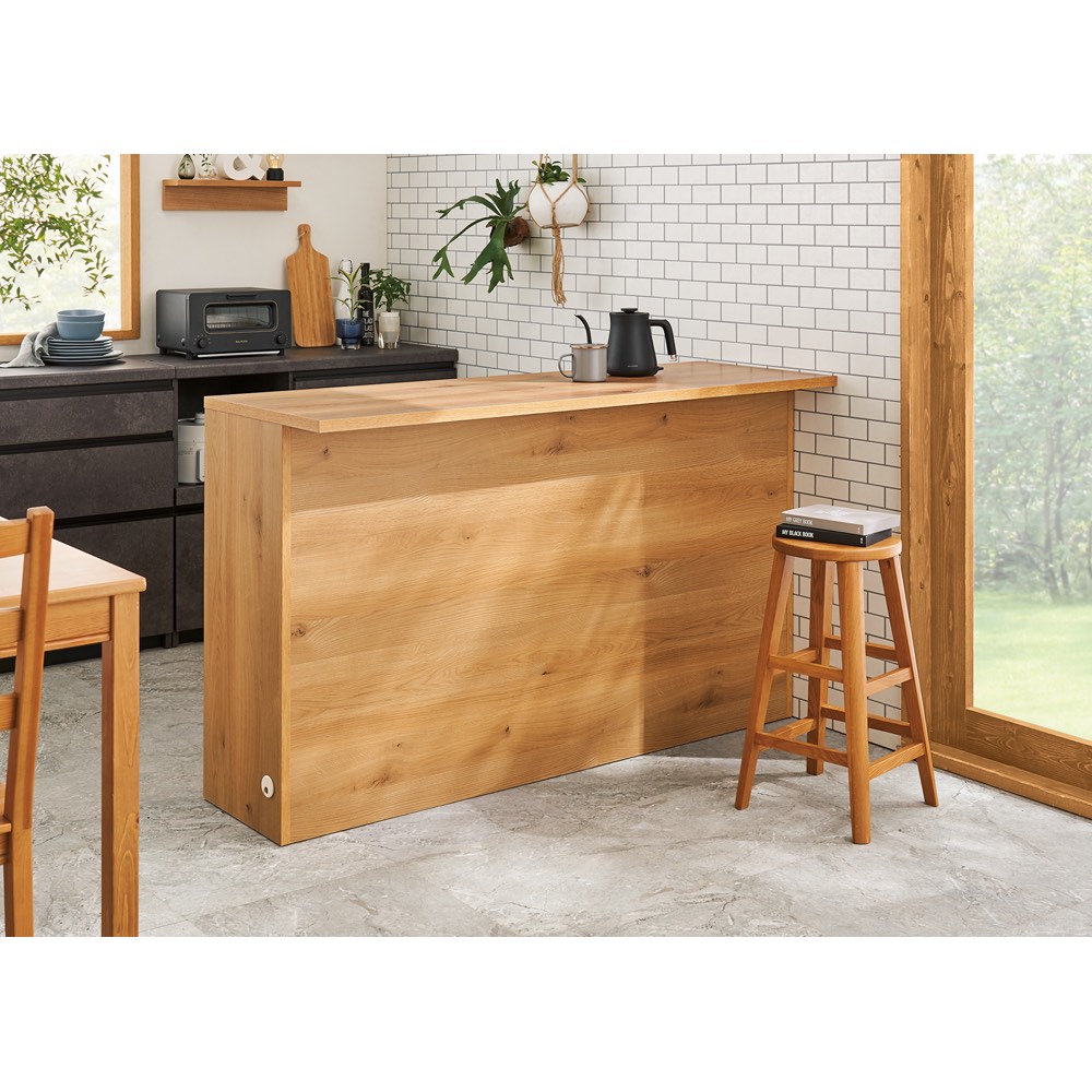 置くだけでカフェ風に!間仕切りアイランドカウンター 幅150cm キッチンカウンター キッチン収納 629503