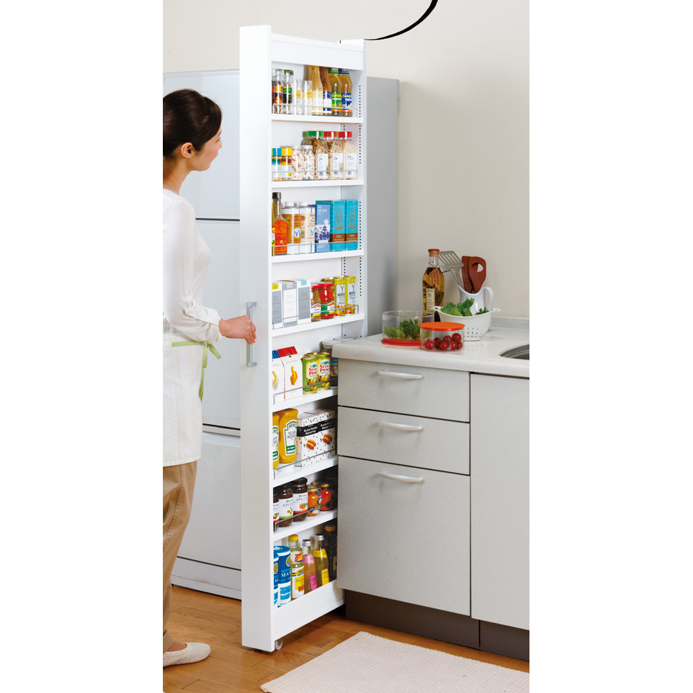 ［幅14奥行45cm］ リバーシブルキッチンすき間収納ワゴン 日本製 キッチンストッカー 隙間収納 キッチン収納 630032