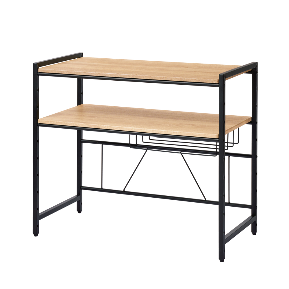 ブルックリン風レンジラック 2段 幅84.5cm キッチン用品収納 630407