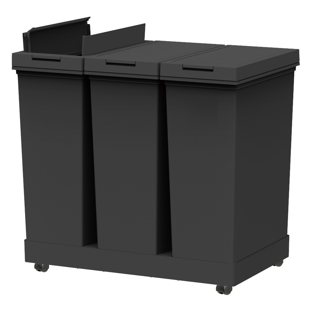棚下に置ける 3分別キャスター付きダストボックス 60リットル キッチン 分別 ダストボックス 630525