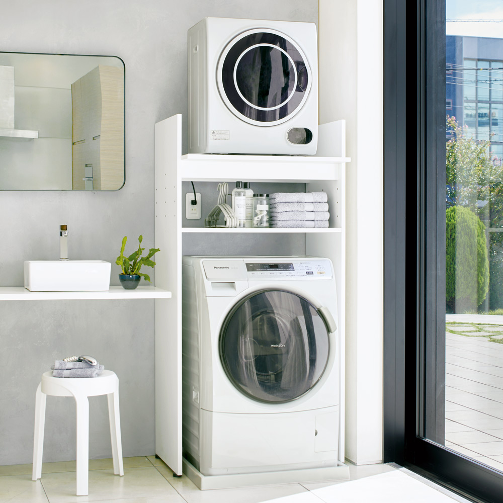 乾燥機ラック 洗濯機 乾燥機ランドリー洗濯収納 洗濯用品 分解型ブラック dinos（ディノス） 洗濯機ラック 乾燥機も置ける ランドリー 収納 棚