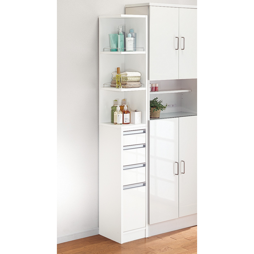 取り出しやすい2面オープンすき間収納庫 奥行29.5cm・幅12cm 洗面所収納 隙間収納 トイレ 洗面所 ランドリー収納 631001