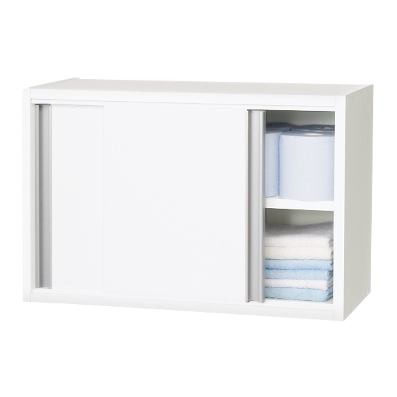 光沢仕上げ吊り戸棚 横型引き戸タイプ 幅60cm高さ40cm 洗面所収納 隙間収納 トイレ 洗面所 ランドリー収納 631204