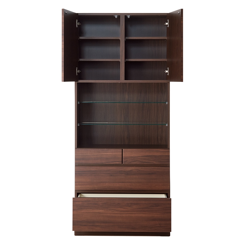 美しくしまうハイクラス壁面収納シリーズ 収納庫 LED付きオープン 引き出し 幅78cm コレクションケース ディスプレイラック 飾り棚 本棚 ラック シェルフ 631412