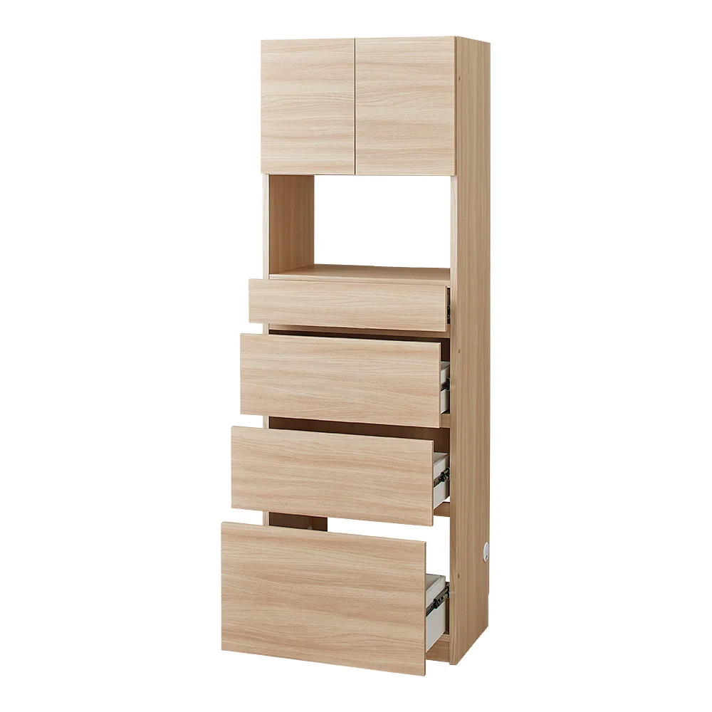 スイッチ避け壁面収納シリーズ スイッチよけタイプ(上台扉付き・下台引き出し)幅60cm奥行30cm CD DVDラック 本棚 ラック シェルフ 631435