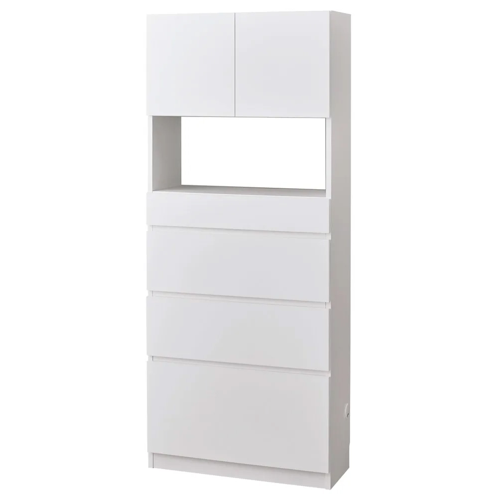 スイッチ避け壁面収納シリーズ スイッチよけタイプ(上台扉付き・下台引き出し)幅75cm奥行30cm CD DVDラック 本棚 ラック シェルフ 631436