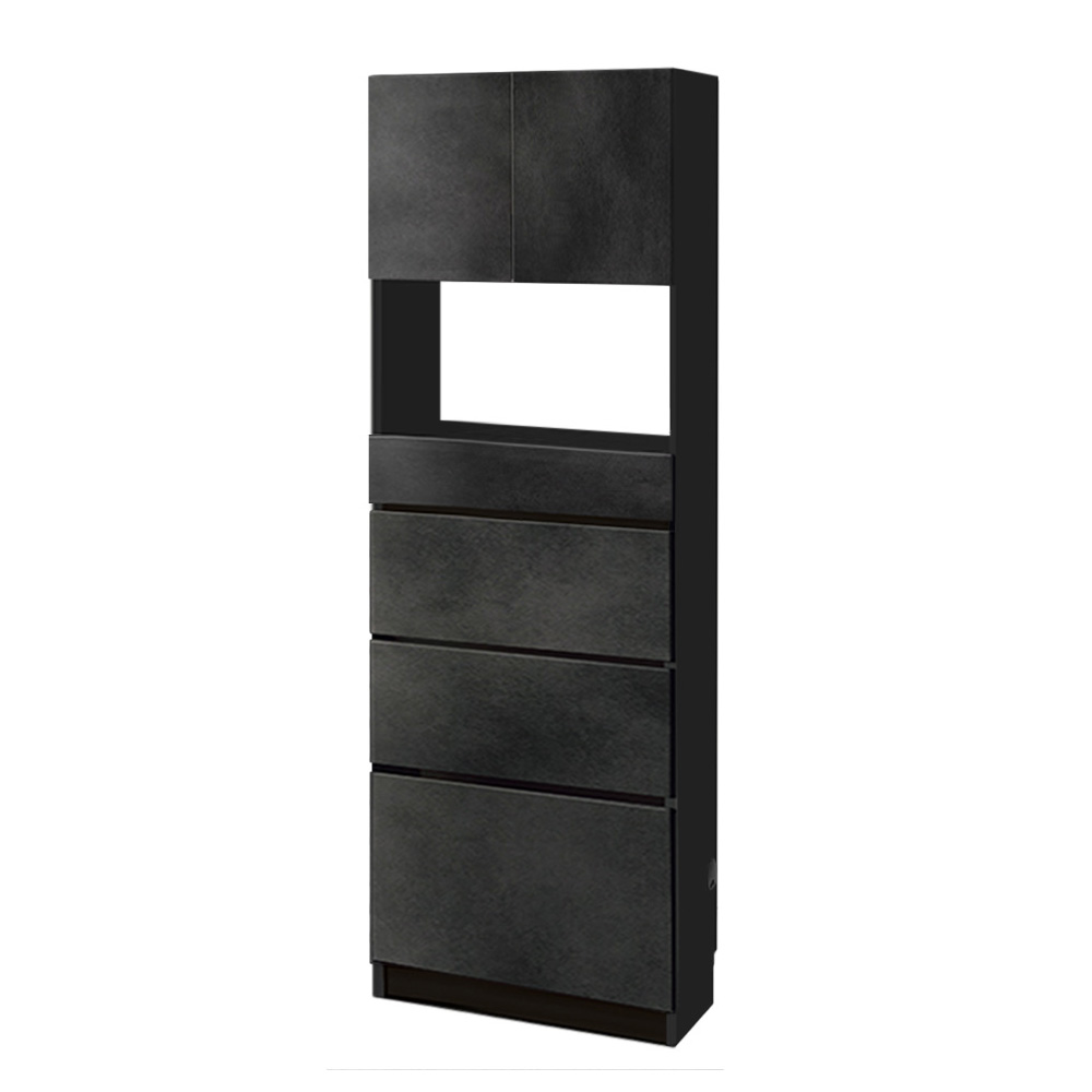 スイッチ避け壁面収納シリーズ スイッチよけタイプ(上台扉付き・下台引き出し)幅60cm奥行40cm CD DVDラック 本棚 ラック シェルフ 631438