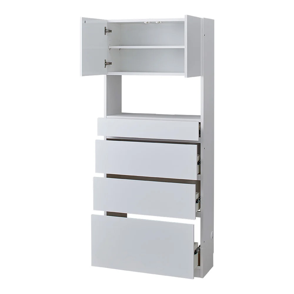 スイッチ避け壁面収納シリーズ スイッチよけタイプ(上台扉付き・下台引き出し)幅75cm奥行40cm CD DVDラック 本棚 ラック シェルフ 631439