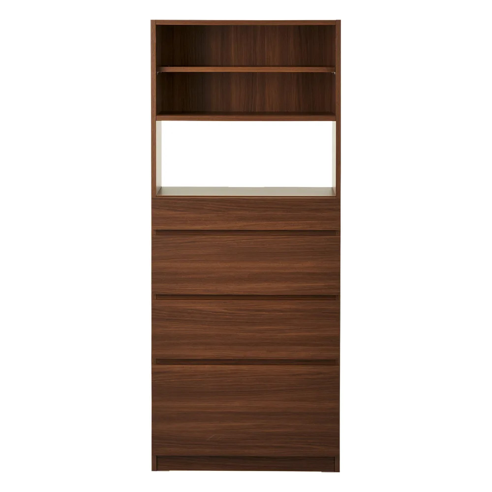 スイッチ避け壁面収納シリーズ スイッチよけタイプ(上台オープン・下台引き出し)幅75cm奥行40cm 本棚 ブックシェルフ 書棚 ラック シェルフ 631451