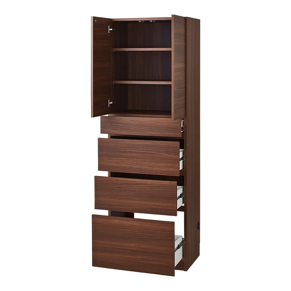 スイッチ避け壁面収納シリーズ 収納庫タイプ(上台扉付き・下台引き出し・背板あり)幅60cm奥行40cm CD DVDラック 本棚 ラック シェルフ 631462