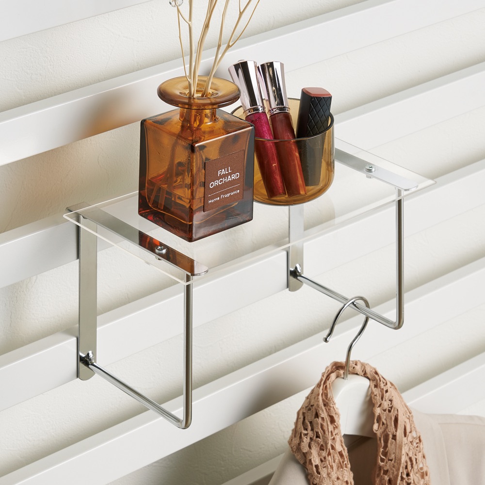 壁面ディスプレイハンガー用 アクリル棚2枚組 壁掛けラック 本棚 ラック シェルフ 631609