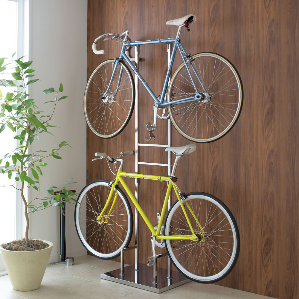 室内で使える ディスプレイサイクルスタンド 2台掛け 自転車スタンド ガレージ 下駄箱 玄関収納 631622
