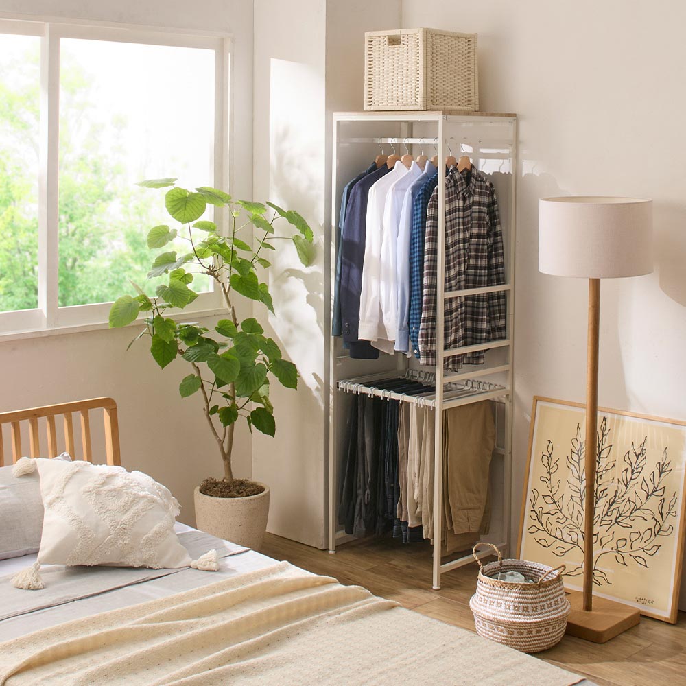 パンツを引き出して選びやすいハンガーラック 幅60cm コートハンガー コート掛け 衣類収納 631814