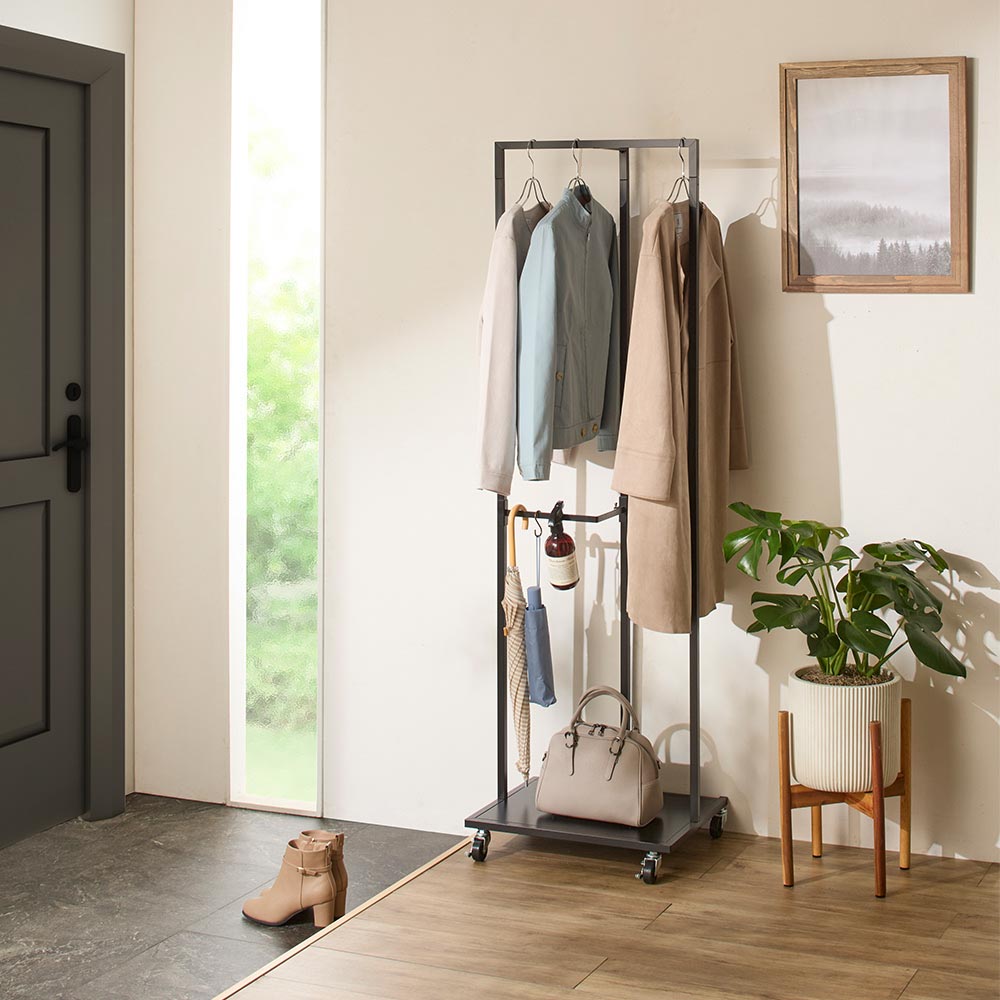 2段掛けにもできるハンガーラック 幅54cm ハンガーラック パイプハンガー 衣類収納 631901