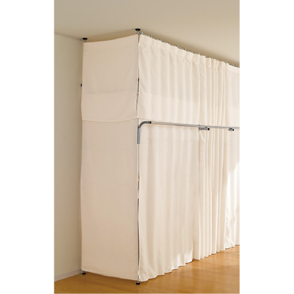 突っ張りハンガー用サイドカーテン ロータイプ用・幅80cm クローゼットハンガー カバー 衣類収納 632176