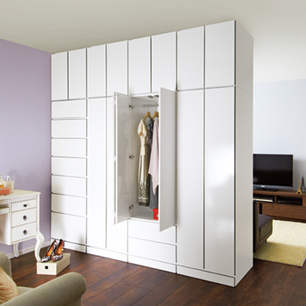 壁面間仕切りワードローブ ハンガーラック2段・幅60cm パーテーション 間仕切り リビング収納 632333