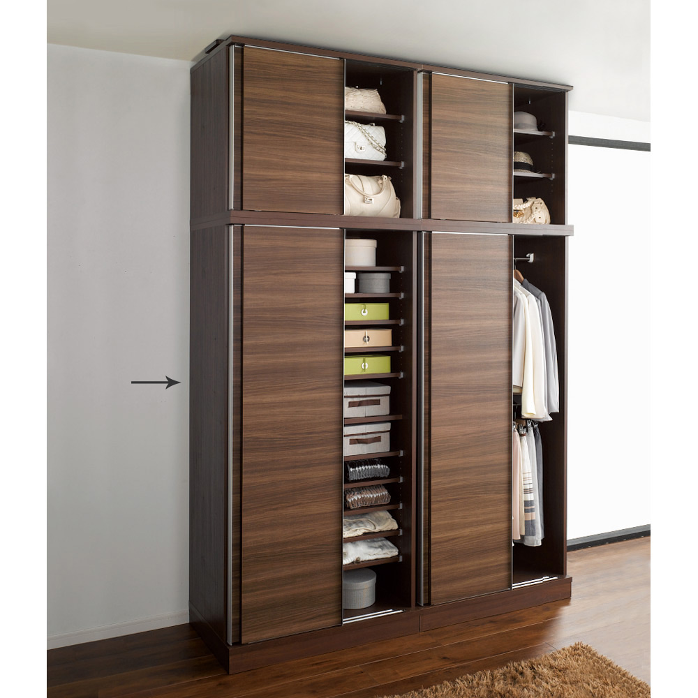 引き戸間仕切りワードローブ ハンガー+棚・幅88cm パーテーション 間仕切り リビング収納 632348