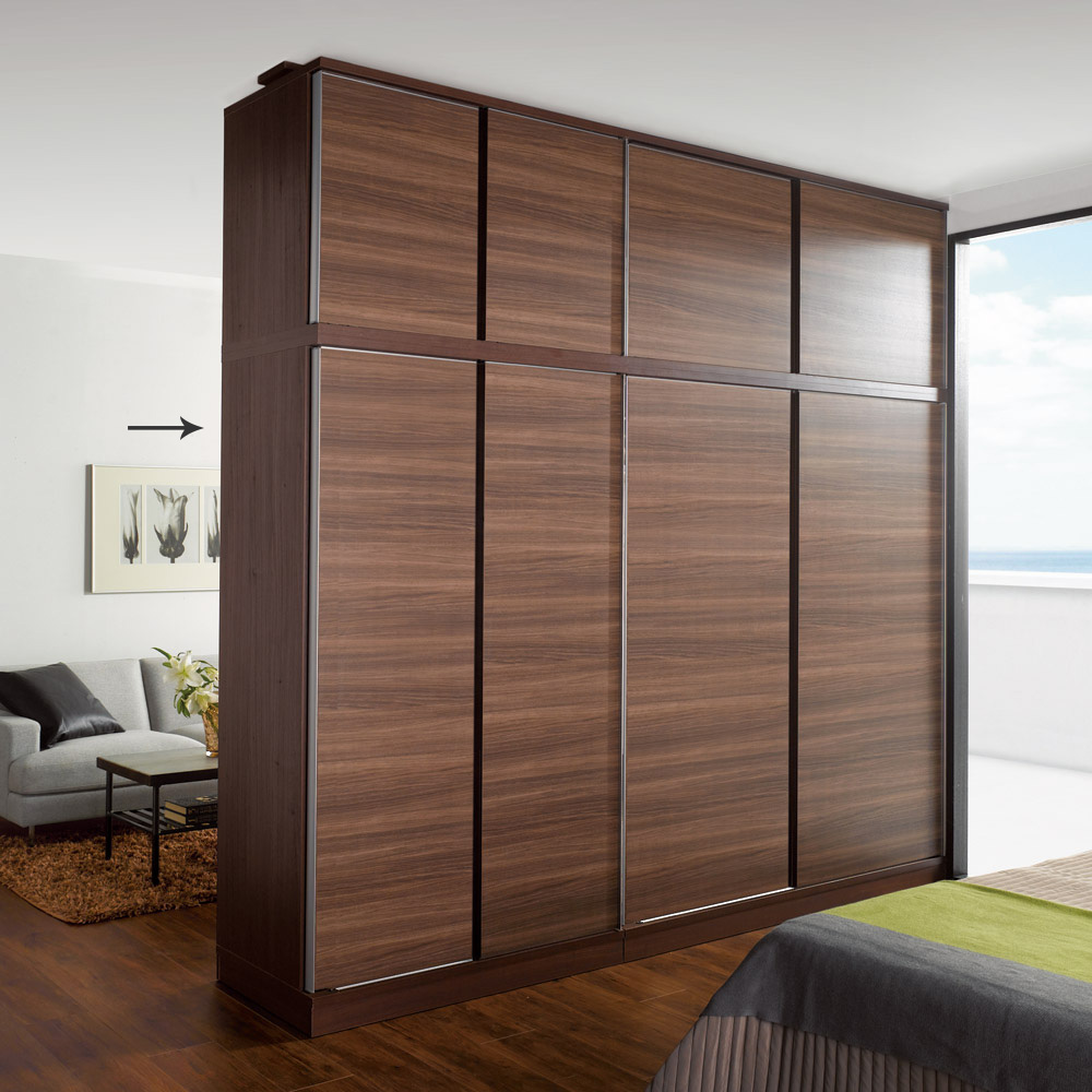 引き戸間仕切りワードローブ ハンガー+棚・幅118cm パーテーション 間仕切り リビング収納 632349