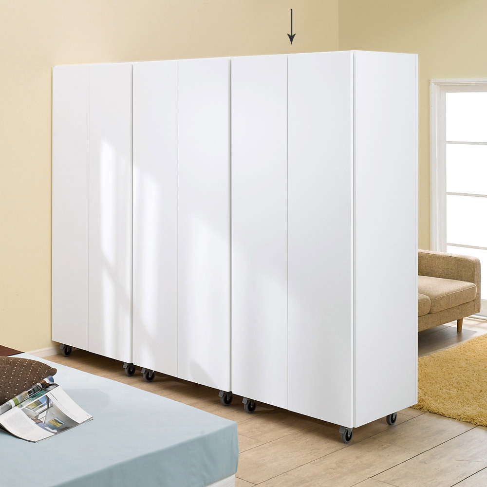 移動式間仕切りクローゼット 板扉タイプ・可動棚板4枚 パーテーション 間仕切り リビング収納 632406