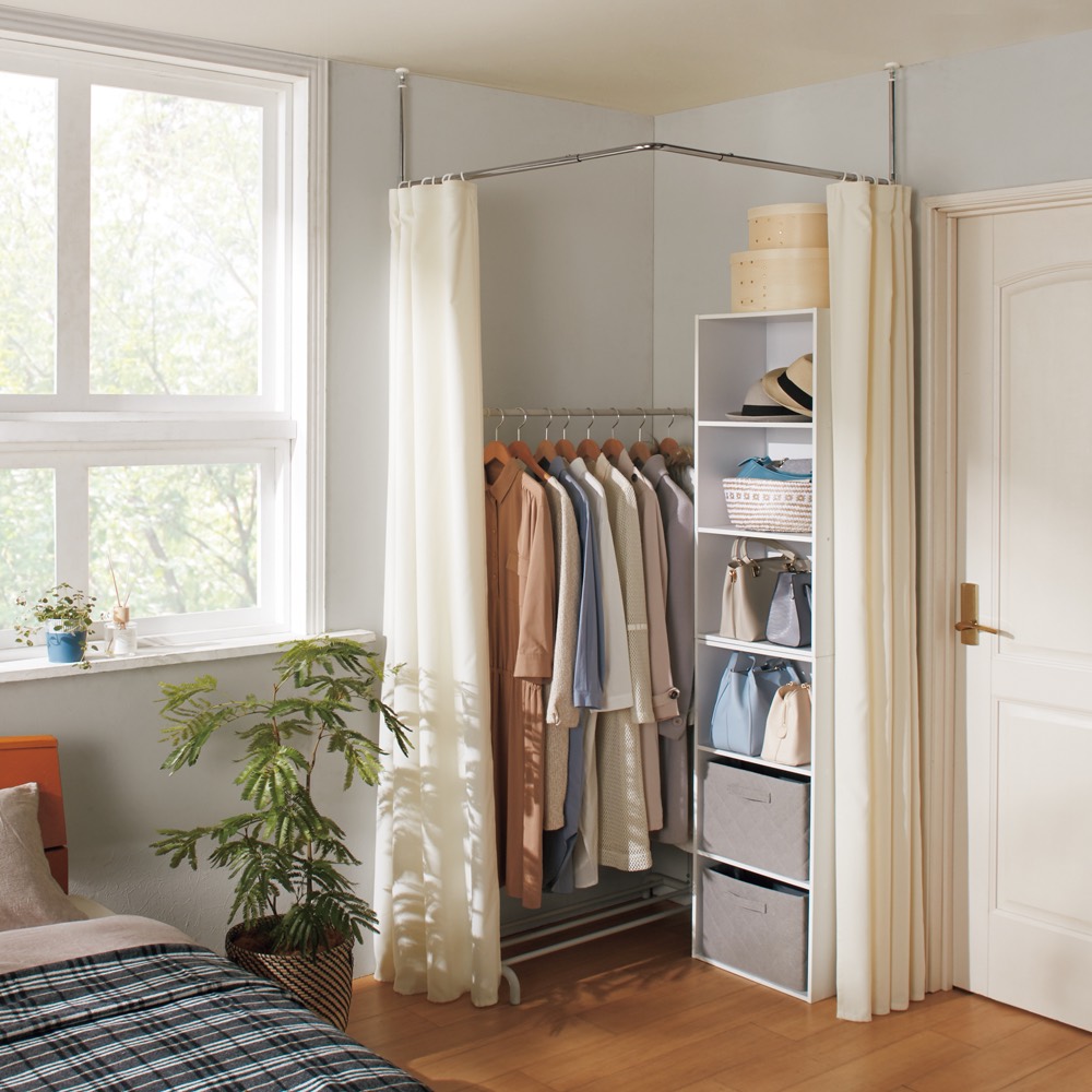 dショッピング |突っ張り式コーナー目隠しカーテン 間仕切りカーテン