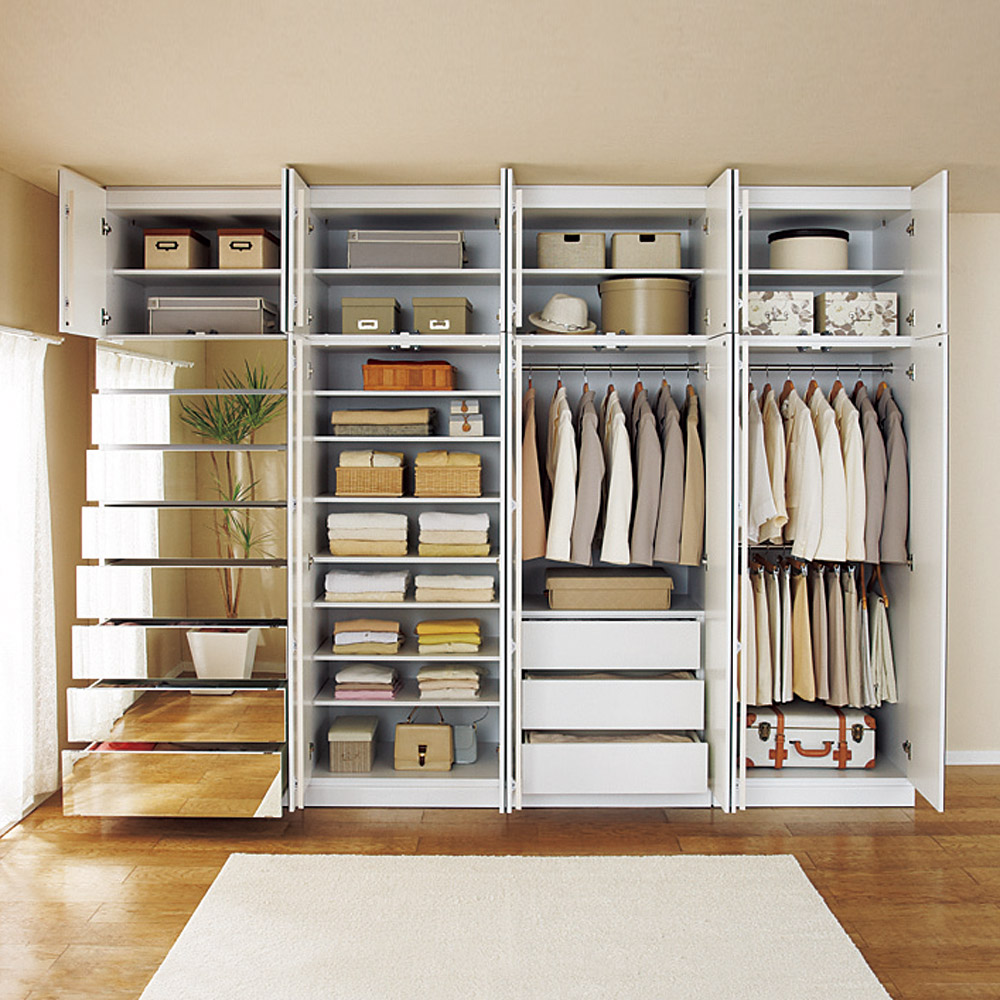 日本製】シンプルスタイルワードローブ オーダー上置き 幅57.5cm 奥行