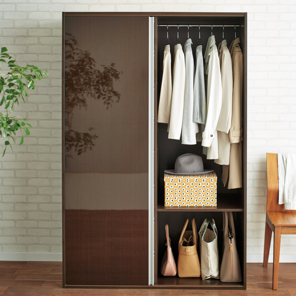 衣類をまとめて収納できる光沢仕上げタワーチェストクローゼットハンガー 幅120cm ワードローブ クローゼット 衣類収納 632631