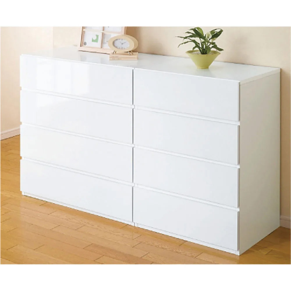 奥行46cmキャスター付きツヤツヤチェスト 幅60cm・4段 押入れ クローゼット収納 衣類収納 632911