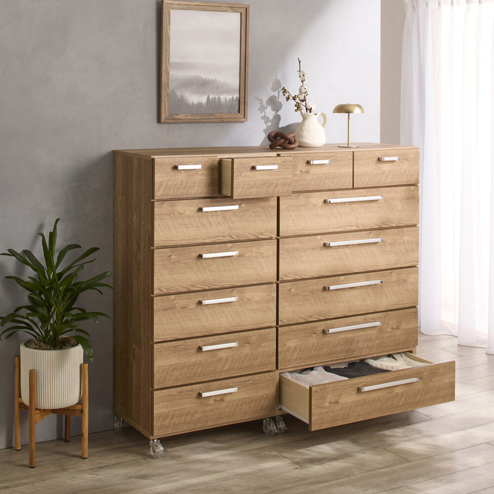 キャスター付きモダンクローゼットチェスト 6段・高さ124.5cm幅60cm 洗面所収納 隙間収納 トイレ 洗面所 ランドリー収納 632935