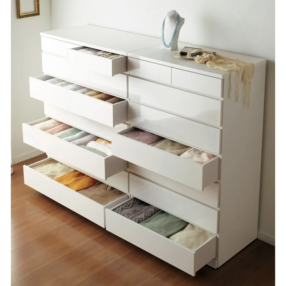 【日本製】奥行50cm隠しキャスター付きクローゼットチェスト 幅100cm・7段 押入れ クローゼット収納 衣類収納 632949