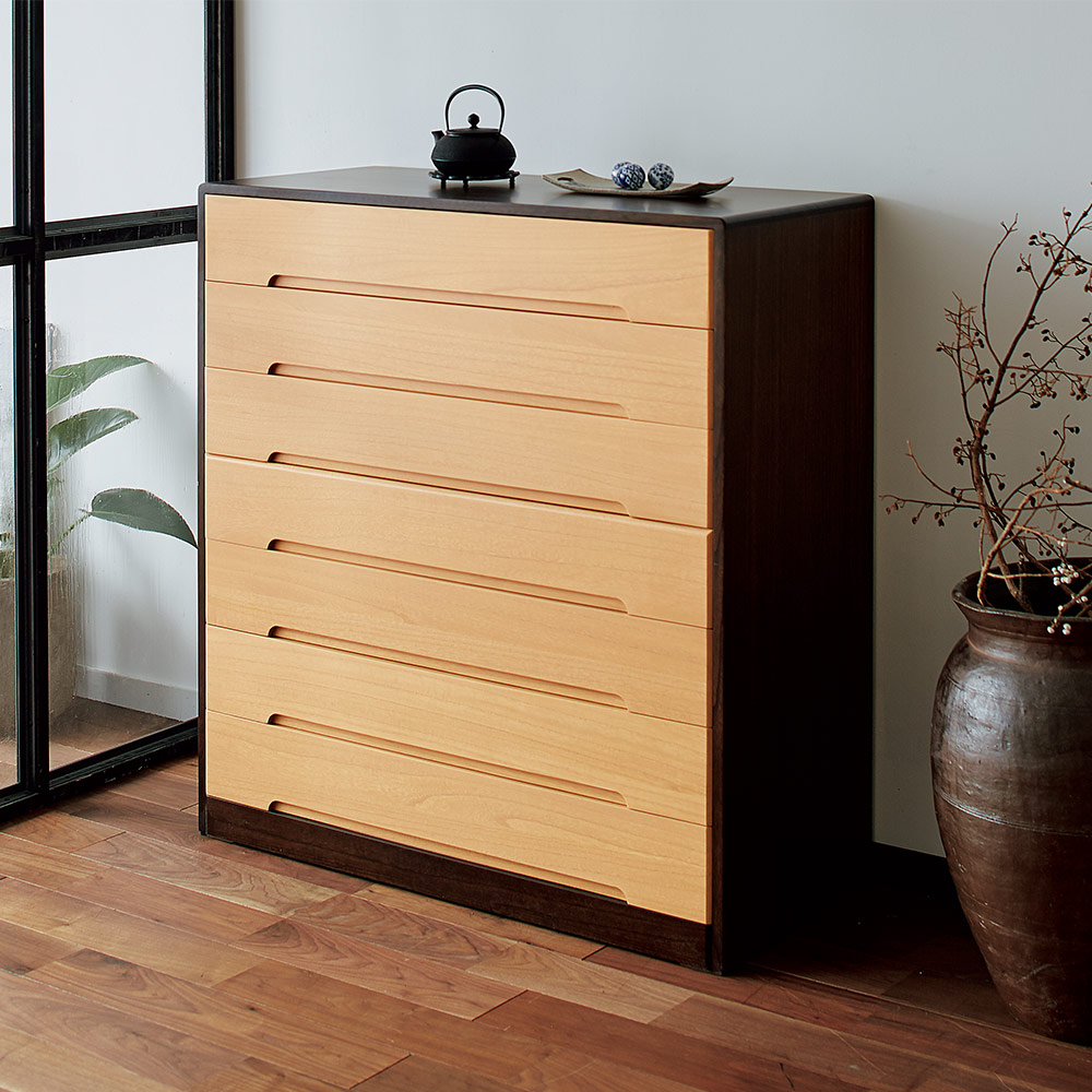 【日本製】総桐モダンクローゼットチェスト 7段 高さ107cm タンス 衣類収納 633031