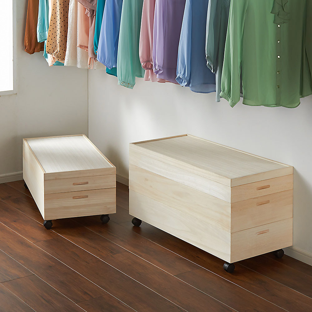 【ローチェスト】総桐衣装ケース 幅91cmタイプ 2段(浅1深1) 収納ボックス 小物収納 フリーボックス 633101