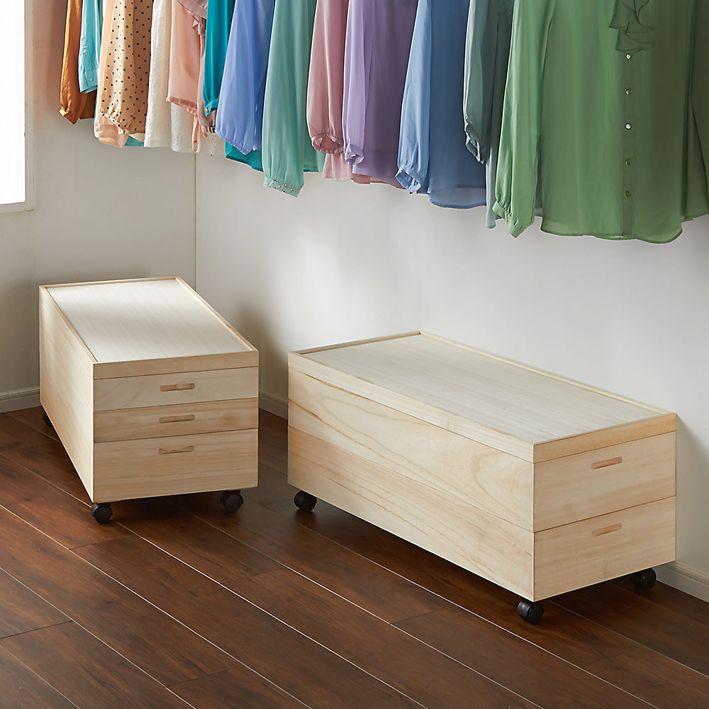 【ローチェスト】総桐衣装ケース 幅95.5cmタイプ 2段(深2) 収納ボックス 小物収納 フリーボックス 633114