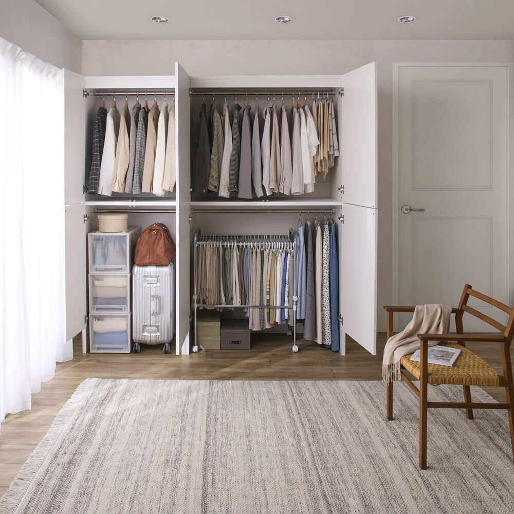 重いものの出し入れがスムーズ 下オープンワードローブ 幅115cm奥行57cm高さ200cm ワードローブ クローゼット 衣類収納 633202