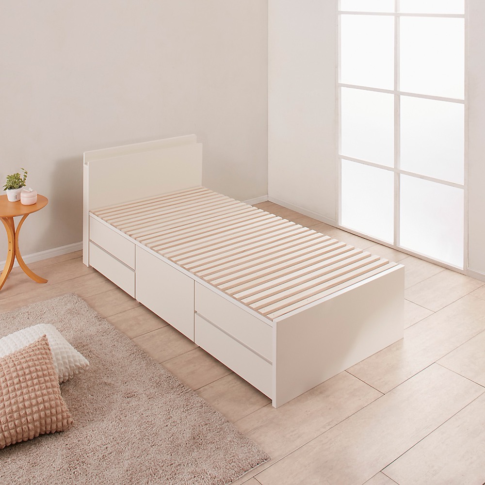 ≪シングル≫ 日本製の引き出しチェストベッド 大量収納引き出しすのこタイプ 立て掛け薄型収納(フレームのみ) すのこベッド ベッド 640301