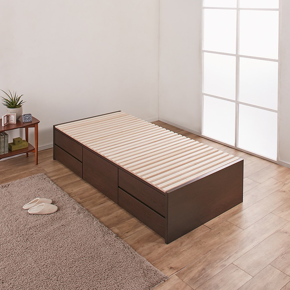 ≪ダブル≫ 日本製の引き出しチェストベッド 大量収納引き出しすのこタイプ ヘッドレスタイプ(フレームのみ) すのこベッド ベッド 640312