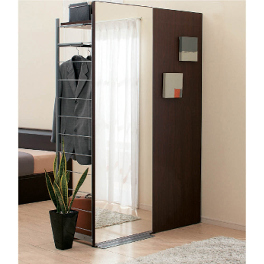 手軽に間仕切り パネル収納 「ミラータイプ」 棚4枚・幅120cm パーテーション 間仕切り リビング収納 640323