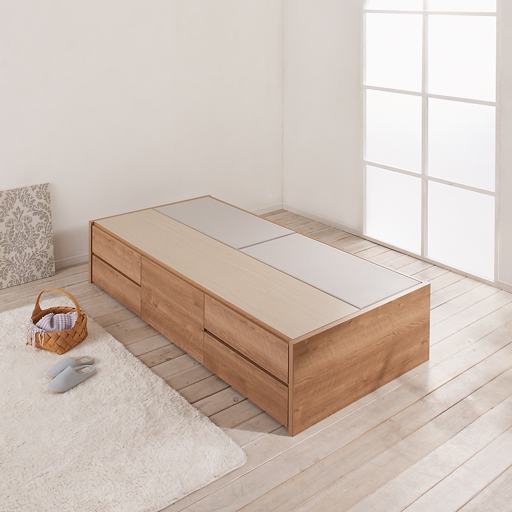 ≪シングル≫ 日本製の引き出しチェストベッド 引き出し収納タイプ ヘッドレスタイプ（フレームのみ） 収納付きベッド ベッド 640373