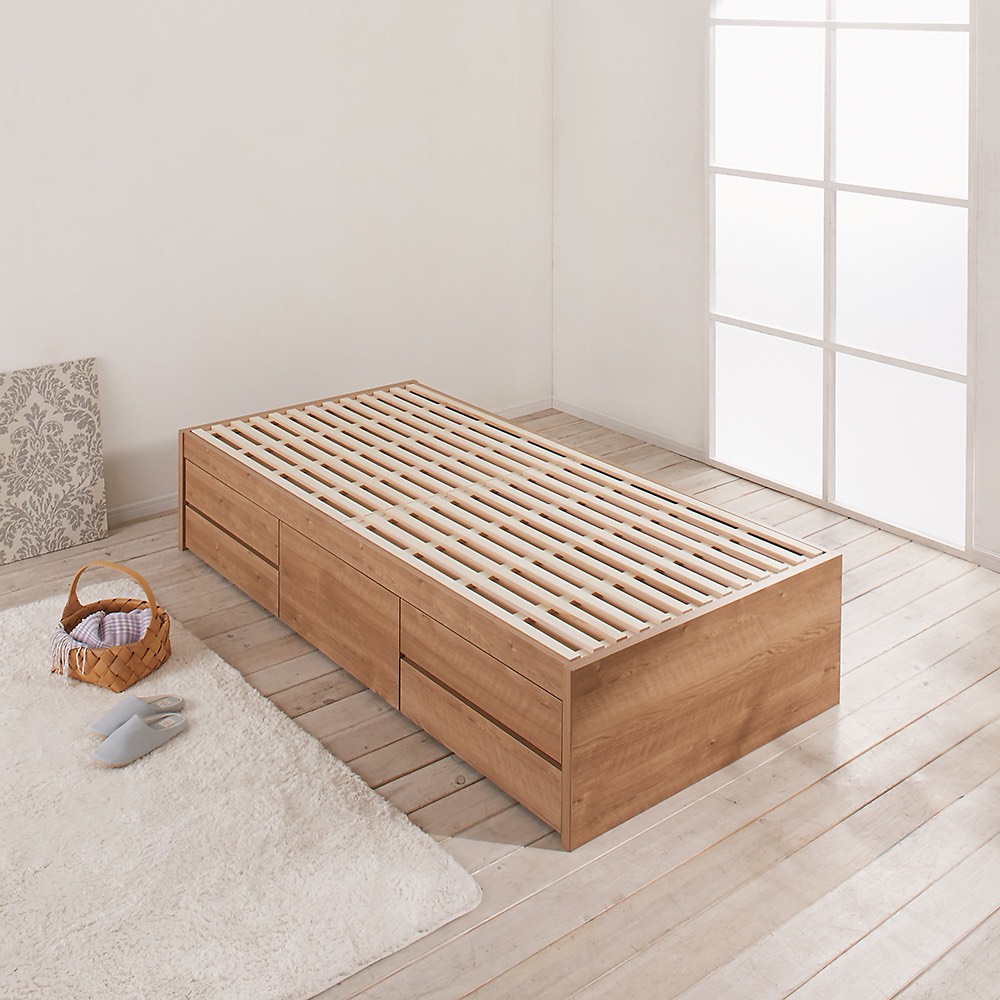 ≪シングル≫ 日本製の引き出しチェストベッド 引き出しすのこタイプ ヘッドレスタイプ(フレームのみ) すのこベッド ベッド 640377