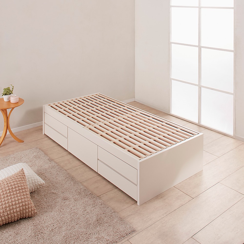 ≪シングル≫ 日本製の引き出しチェストベッド 引き出しすのこタイプ ヘッドレスタイプ(フレームのみ) すのこベッド ベッド 640377