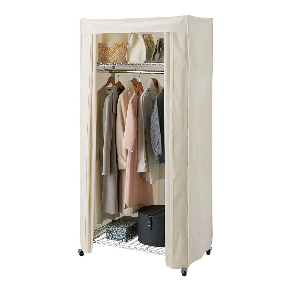 洗えるカバー付き 頑丈ハンガーラック ロータイプ・幅91cm ハンガーラック パイプハンガー 衣類収納 640411