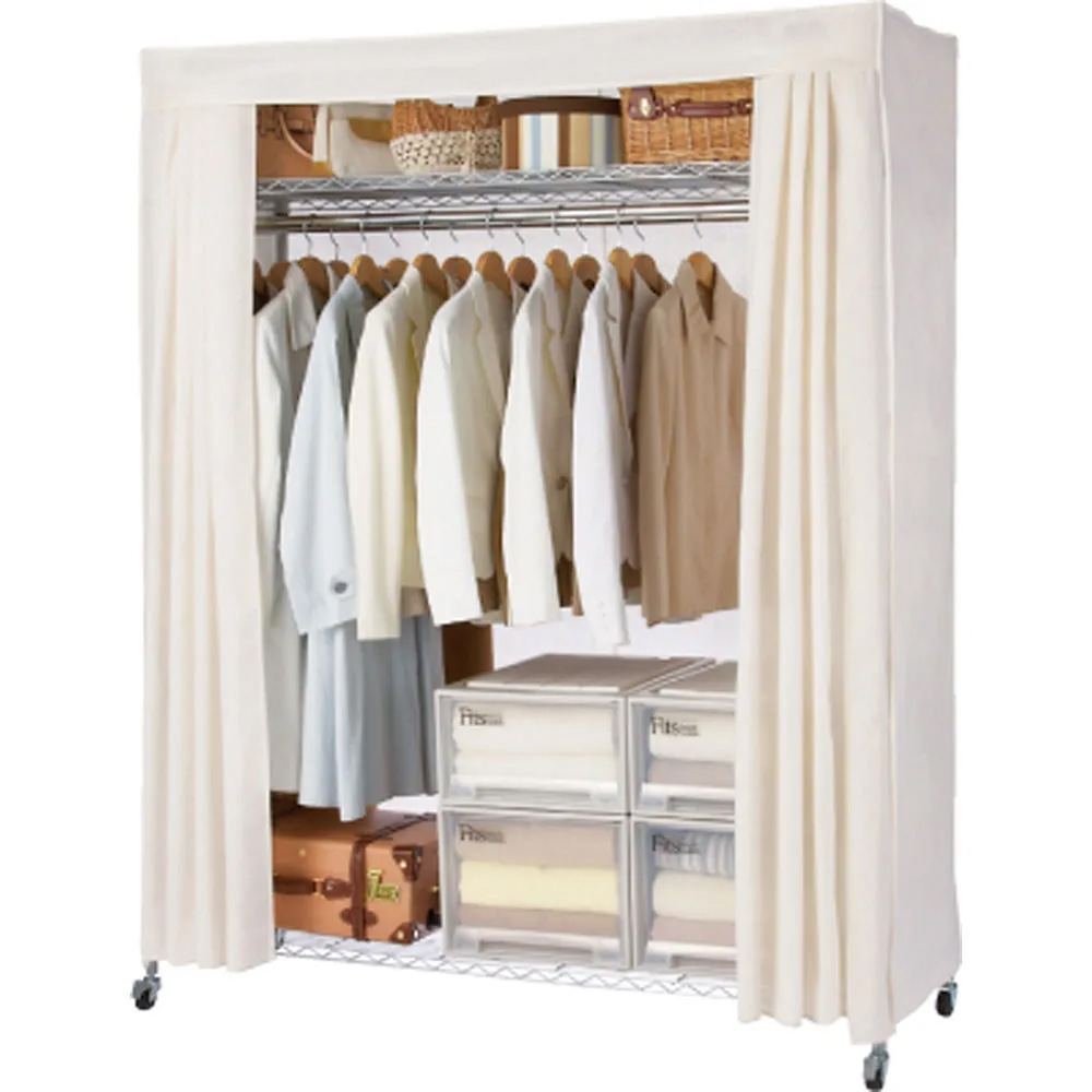 洗えるカバー付き 頑丈ハンガーラック ロータイプ・幅152cm ハンガーラック パイプハンガー 衣類収納 640413