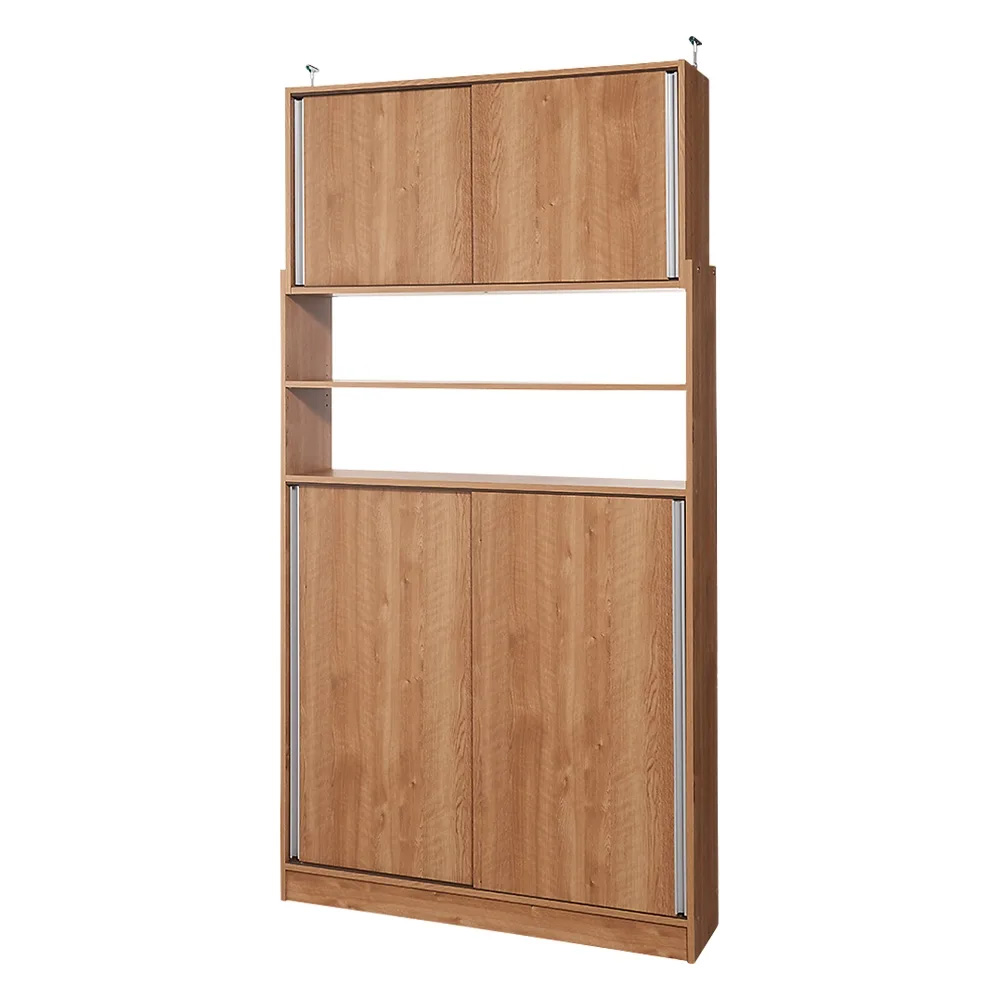 狭いキッチンでも置ける突っ張り式 薄型引き戸パントリー収納庫 奥行30cmタイプ 幅120cm高さ183-232cm 棚 キッチン 収納 ラック 食器 リビング キッチンラック リビング収納 引き戸 薄型 おしゃれ キッチンストッカー キッチンボード キッチン収納 640806